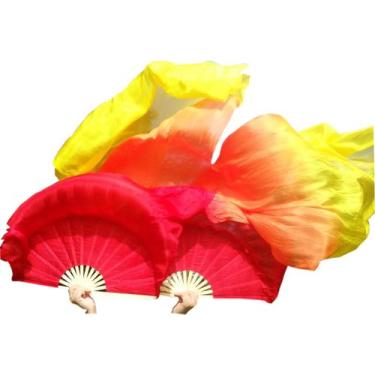 Imagem de Belly Dance Silk Fan Veil Winged Sirenny ajustável 180 cm
