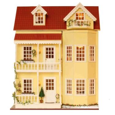 Imagem de Kit de móveis de madeira em miniatura Dollhouse Spilay DIY com LED 1:2