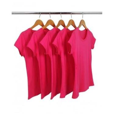 Imagem de Kit 5 Camisetas Femininas de Algodão Premium Baby Look Básica Lisa-Feminino