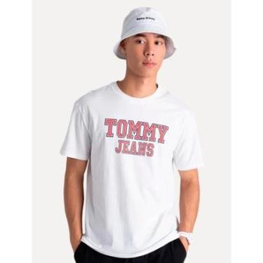 Imagem de Camiseta Tommy Jeans Masculina Regular College Print Branca-Masculino