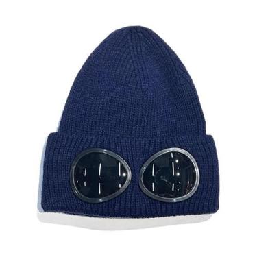 Imagem de Gorro De Inverno Unissex Tricotado Com Óculos, À Prova De Vento, Quent