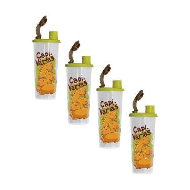 Imagem de Kit 4 Copos Infantis Tupperware com Bico Capivaras 470ml