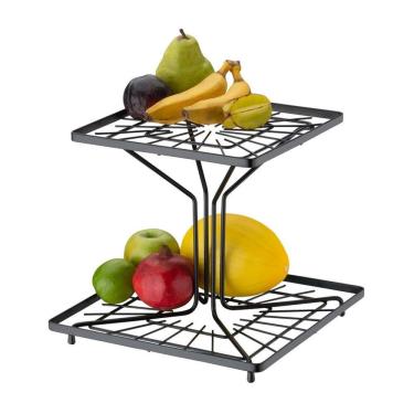 Imagem de Fruteira Dupla Quadrada Organizador de Mesa Preto Fosco - 906PT Future