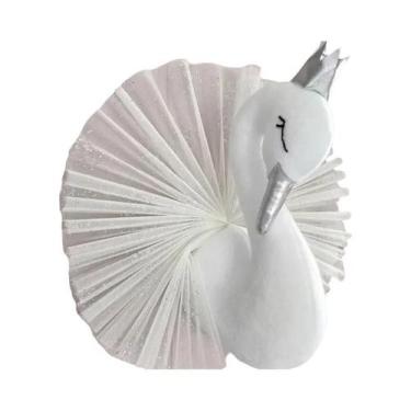 Imagem de Boneca Cisne Coroa Dourada: Brinquedo De Pelúcia E Decoração De Parede