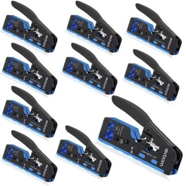 Imagem de Kit 10 Alicate Profi Crimpar Ez Rj45 Passagem Cat5 Cat6 Cat7 - EXBOM