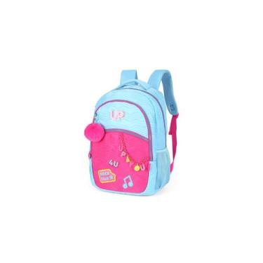Imagem de Mochila Escolar Pompom Metalassê Laptop Up4you 020637, Azul Céu