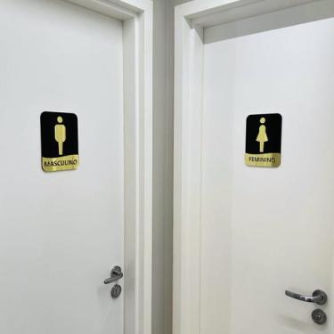 Imagem de Kit Placas de Identificação de Banheiros Feminino e Masculino - Acríli