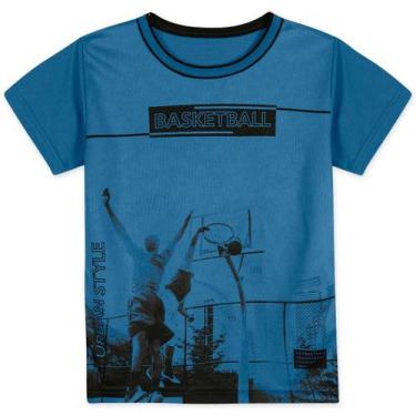 Imagem de Camiseta Basquete Manga Curta Malha Menino Marisol 10318562, 6, Azul