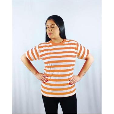 Imagem de Camiseta Feminina Listrada T-shirt - DBS, Laranja, M