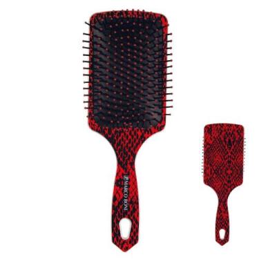 Imagem de Escova de Cabelos Snake Raquete Almofadada Nylon Marco Boni, Vermelho