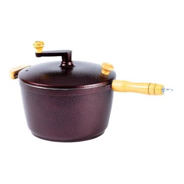Imagem de Pipoqueira de Alumínio Fundido Cereja com Manivela 5100ML 24CM para Pipoca Doce e Salgada Vermelho Javali