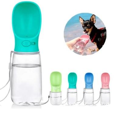 Imagem de Garrafa de Água Portátil Para Pets 350ml Antivazamento ABS Cor:Azul Cl