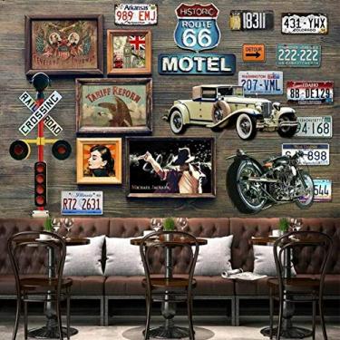 Imagem de Papel de parede com placa de realeza Route 66 para paredes de fundo de barra, decoração de sala de estar, pintura de papel de parede autoadesivo 500 x 320 cm