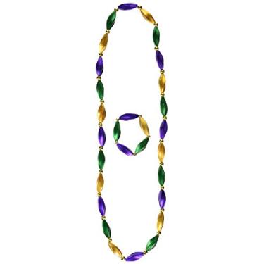 Imagem de Mardi Gras Conjunto de miçangas de cetim em redemoinho (dourado, verde, roxo) acessório de festa (1 unidade) (1/cartão)