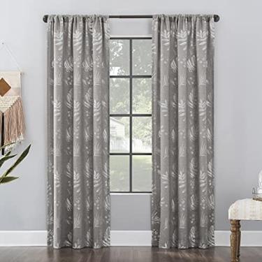 Imagem de Clean Window Painel de cortina antipoeira com mistura de linho antialérgico/animal de estimação, 127 cm x 160 cm, cinza