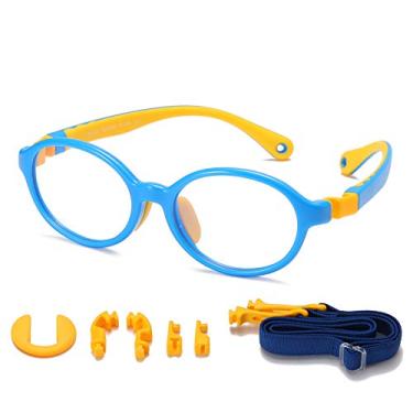 Imagem de DUCO Óculos com bloqueio de luz azul para crianças, meninos, meninas, jogos, computador, para crianças de 5 a 10 anos, K026, Armação azul, têmpora amarela, common