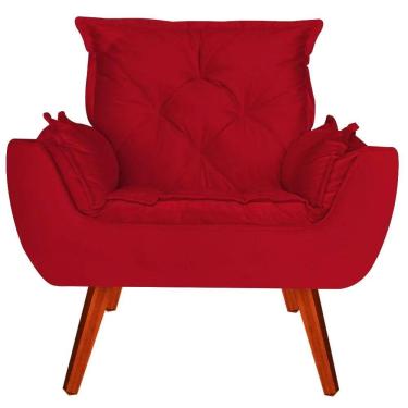 Imagem de Poltrona Decorativa Melissa Pés Madeira Suede Vermelho