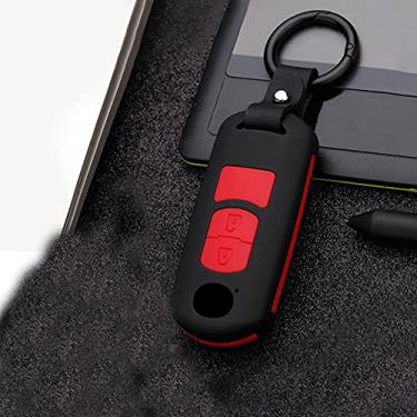 Imagem de CSHU Car Key Case Cover Keychain Ring Key Bag, Fit For Mazda 3 6 BL BM GJ Atenza Axela CX-5 CX5 KE KF CX3 CX7 CX9 MX5 2010-2017,A Black