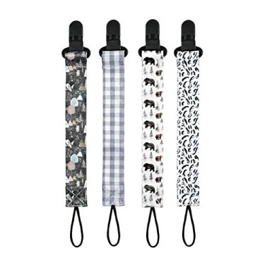 Imagem de Tingpai 4 unidades/pacote Porta-chupeta de chupeta de bebê lavável com belos padrões pa meninos e meninas