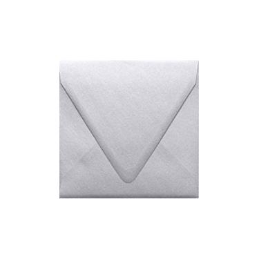 Imagem de Envelopes com aba de contorno quadrado 16,5 x 16,5 cm – prata metálico (50 qtd) | perfeito para convites, anúncios, cartões de visita, fotos | 1855-06-50