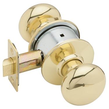 Imagem de Schlage Bloqueio cilíndrico de grau 2 da Série A PLY 605, função de passagem, sem chave, design Plymouth, acabamento em latão brilhante