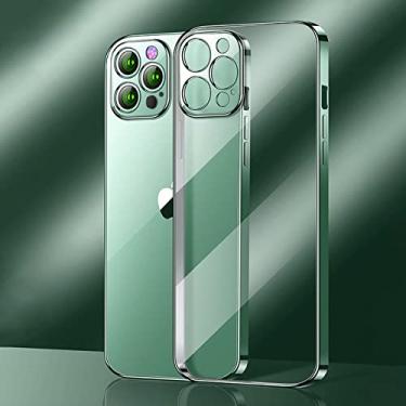 Imagem de Capa de telefone quadrada transparente para iphone 13 14 11 12 pro xs max mini x xr 7 8 plus se 2020 2022 capa macia tpu, verde escuro, para iphone13 mini