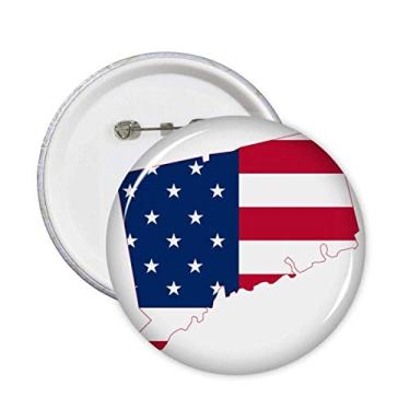 Imagem de Connectic USA Mapa Estrelas Tripes Forma Bandeira Pinos Emblema Botão Decoração 5 peças