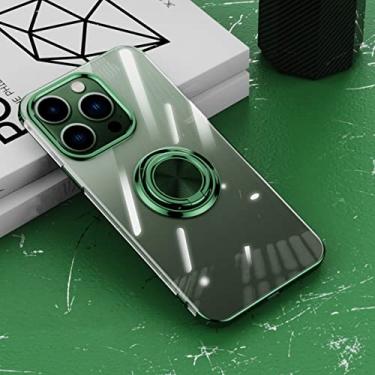 Imagem de Capa magnética macia de silicone transparente para iphone 14 13 12 11 pro max xs xr 8 plus capas transparentes com suporte de anel, verde escuro, para iphone xs max
