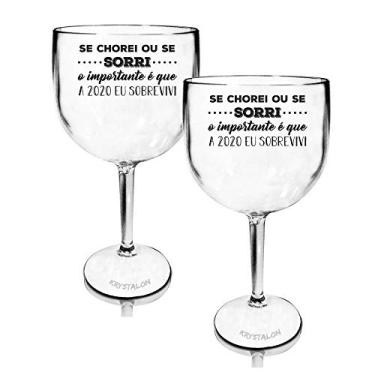 Imagem de Kit 2 Taças Gin Transparentes Personalizadas Se Chorei ou se Sorri