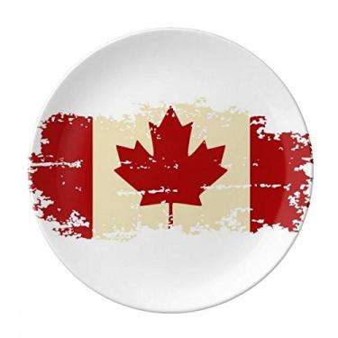 Imagem de Bandeja canandesa e placa de folha de bordo decorativa de porcelana salver louça louça de jantar