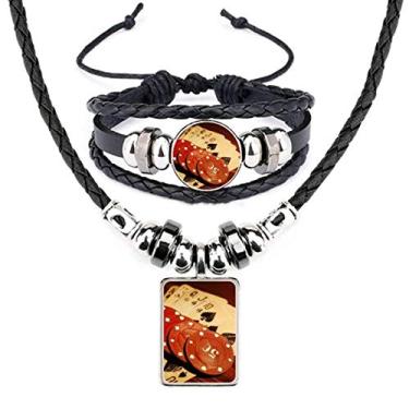 Imagem de Red Chip Gambling Photo Art Deco Presente Fashion Colar Pulseira Conjunto de Joias