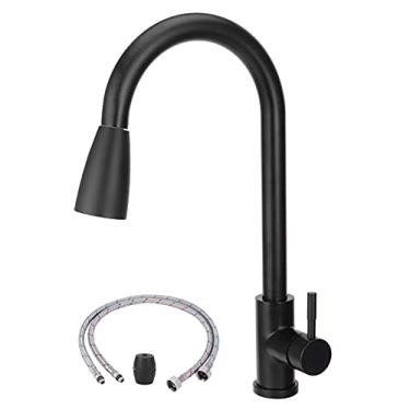 Imagem de SYH&AQYE Torneira de cozinha extensível, torneira de cozinha extensível de alta pressão, torneira de pia de alça única de arco alto para cozinha, casa e banheiro
