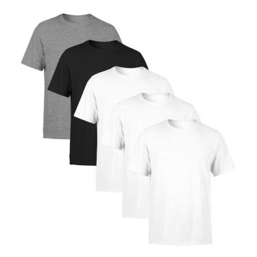 Imagem de Kit 5 Camisetas AMGK Masculina Lisa Premium 100% Algodão-Masculino