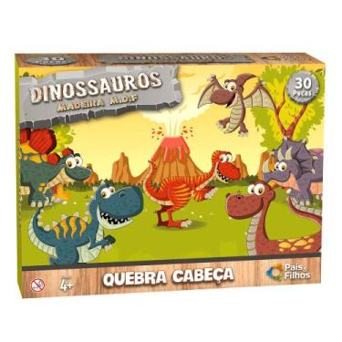 Imagem de Quebra Cabeça Infantil Dinossauros 30 Pçs - Mdf - Pais & Filhos