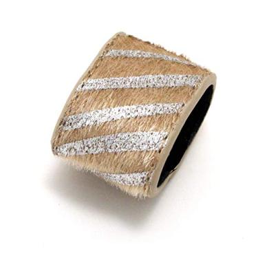 Imagem de Mia Tony Pony, punho de rabo de cavalo, acessório de cabelo, faixa de borracha elástica, estampa listrada de zebra metálica, 2,5 cm de largura, para mulheres e meninas, 1 peça