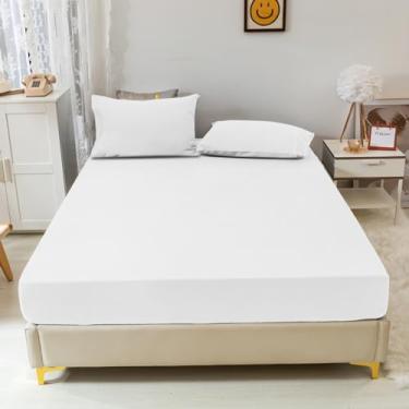 Imagem de Jogo De Lençol 400 Fios Premium 03 Peças, Toque Macio, Antiácaro, Não Faz Bolinha (Branco, Queen)