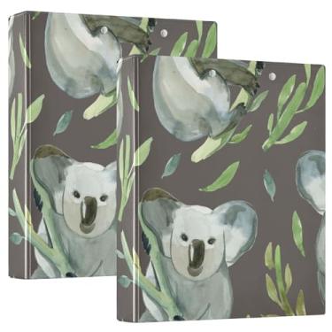 Imagem de Fichários de caderno de três anéis, fichários de caderno de 3 cm com bolsos, pacote de fichários escolares de 1/2, 200 folhas, coala