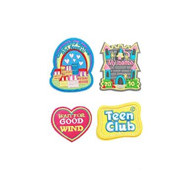 Imagem de Obokata Remendos bordados de ferro, adesivos adoráveis para crianças, 4 peças emblemas costurados em emblemas acessórios DIY para jaquetas, roupas, camisas, chapéus, bolsas, calças e jeans