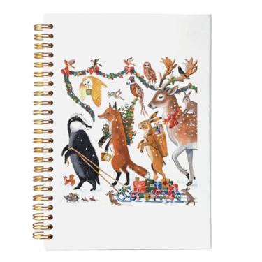 Imagem de VNWEK Caderno de diário de Natal de animais da floresta de inverno, presentes para amantes de animais, diário de Natal, caderno de presente para Natal, caderno espiral para escrever 14 x 21 cm