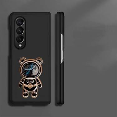 Imagem de Capa de telefone com suporte de astronauta areia movediça dos desenhos animados para Samsung Galaxy Z Fold 5 ZFold6 ZFold 4 5G ZFold3 Zfold 2 Capa protetora traseira, preta, para Z Fold 6