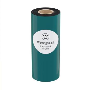 Imagem de Westinghouse Fita de transferência térmica, 11 cm x 61 cm, núcleo de 1,3 cm, compatível com Zebra GC420t, GK420t, GX420t, GX420t, fita de cera premium com tinta aprimorada para impressoras térmicas,