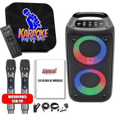 Imagem de Karaoke Party Box Profissional Preto +2 Microfones Sem Fio +Caixa De Som +2000 Músicas +Catálogo (Sistema Com Pontuação)