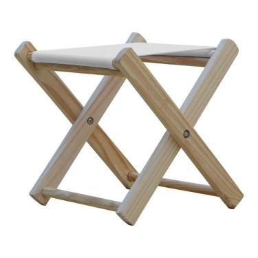 Imagem de Banquinho De Madeira Banqueta Dobrável Pescador-branco