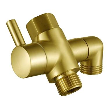 Imagem de Desviador de chuveiro de latão, válvula de desvio de braço de chuveiro YDmeet para cabeça de chuveiro de mão e cabeça de pulverização fixa G1/2, peça de substituição universal de sistema de banheiro de 3 vias, ouro escovado