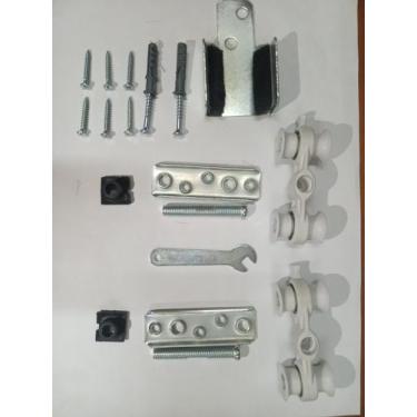 Imagem de Kit roldana 4 rodas mais guia prático porta de correr cromado - Ch