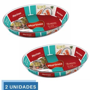 Imagem de 2 Assadeira Oval Vidro 4L Assados Carnes Sobremesas Marinex - NADIR FI
