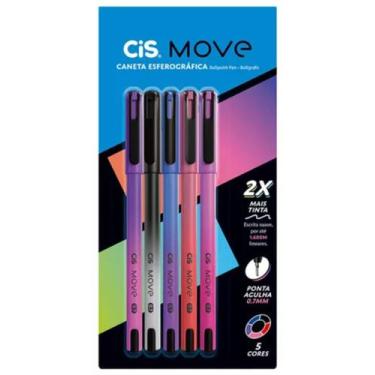 Imagem de caneta move cis 0,7mm kit com 5 cores