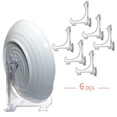 Imagem de Kit 6 Peças Suporte P/ Pratos Acrílico Transparente 12,5cm - AV