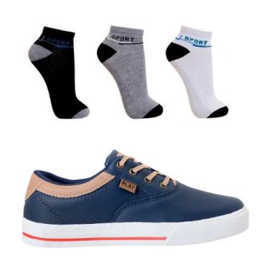 Imagem de Sapatênis Masculino Casual Confortável Play , 41, Marinho