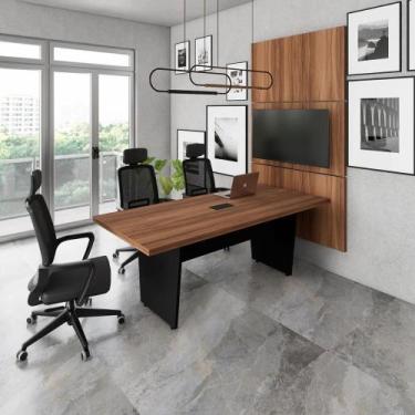 Imagem de Mesa Reunião 2,00m x 0,90m 1Cx Tomada e 3 Painéis de TV F5 - F5 Office